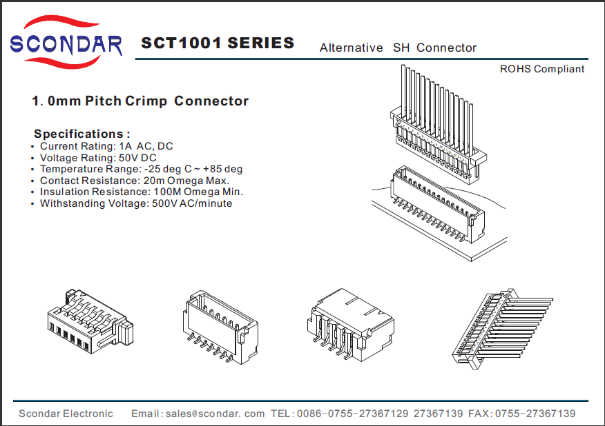 JST SH Series Connector 1.0mm Pitch Scondar