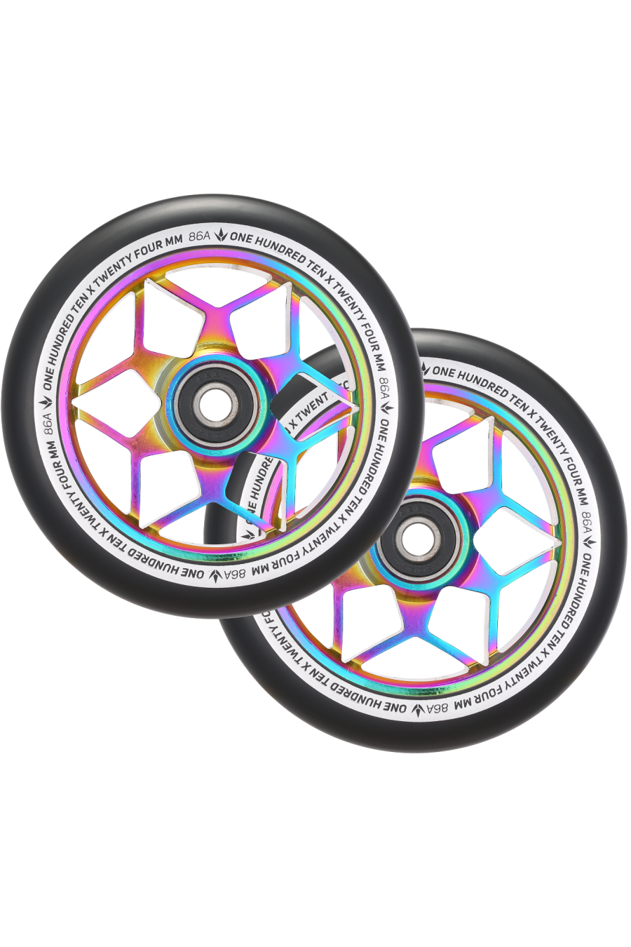Envy Diamond 110mm Oil Slick Scooter Wheels with Bearings Bonus Axles
