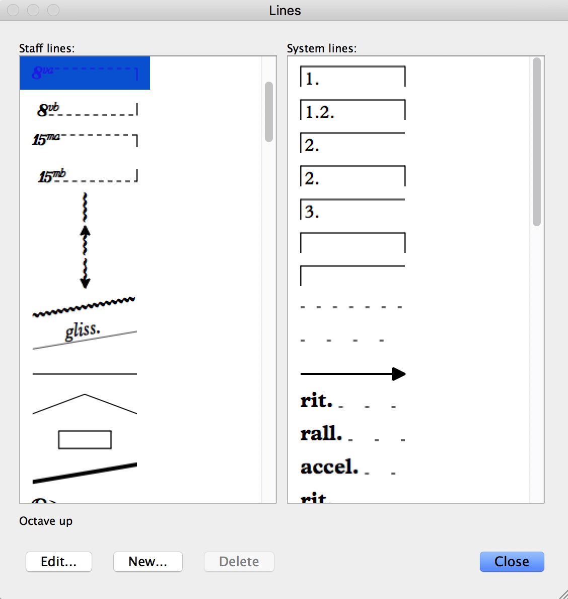 Change the appearance of octave lines in Finale and Sibelius Scoring