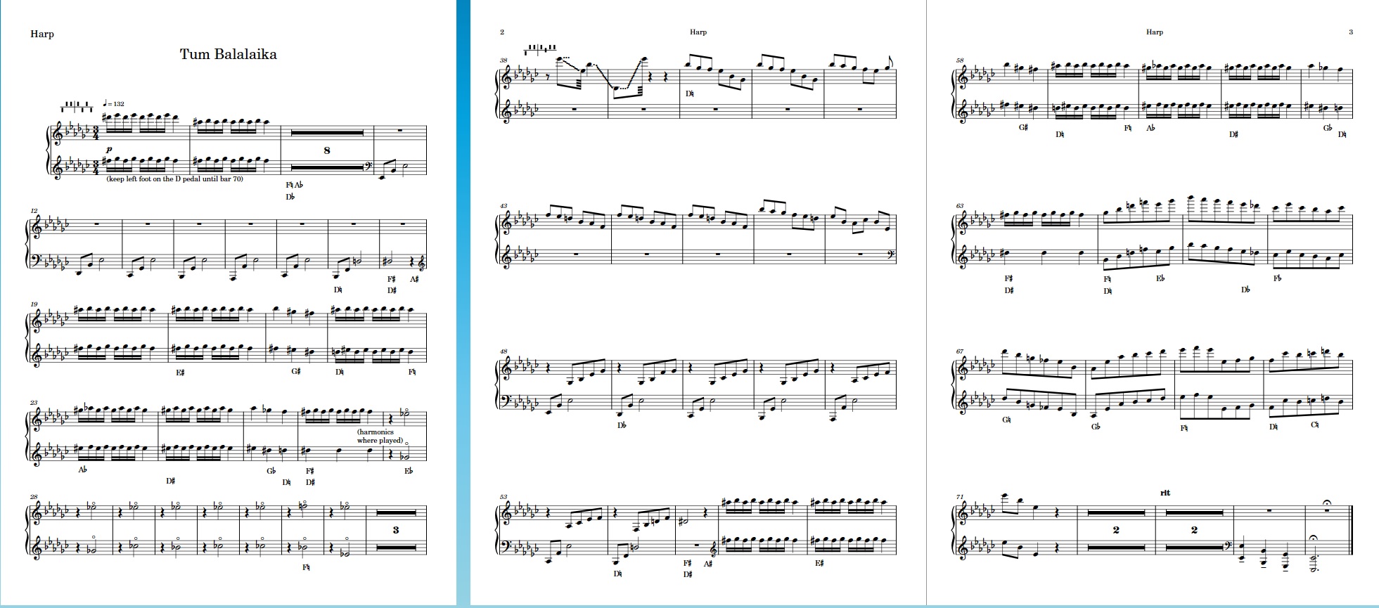 Harp pedaling in Dorico Scoring Notes