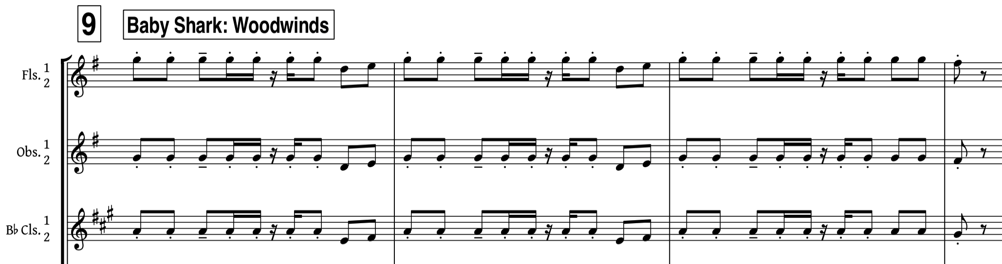 Baby Shark for orchestra Scoring Notes