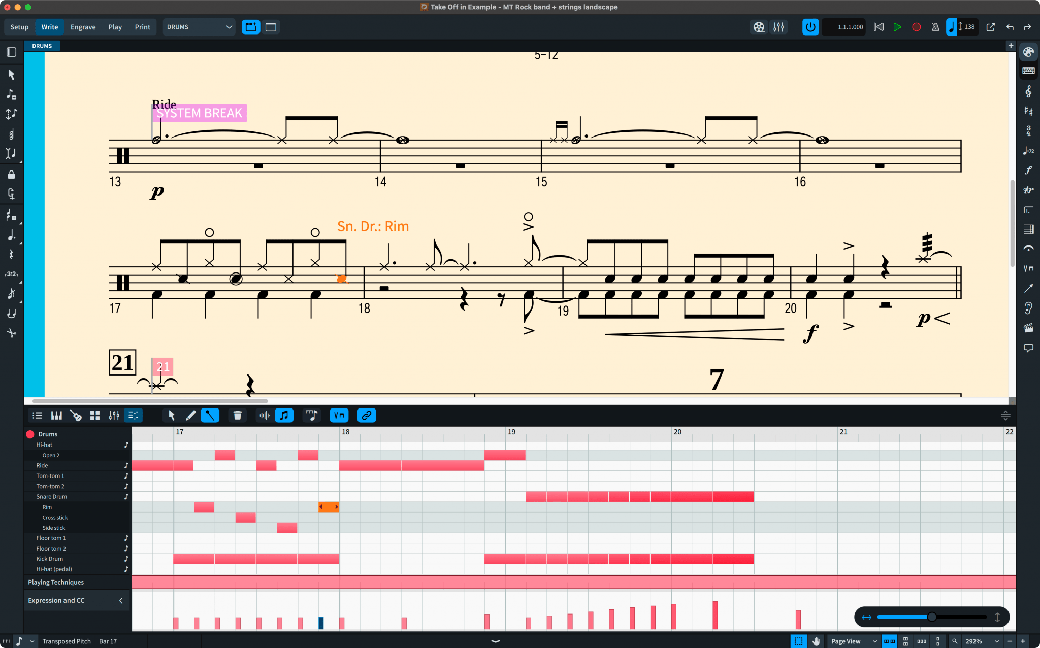 Dorico 4.2 adds percussion to the Key Editor and improves linked mode