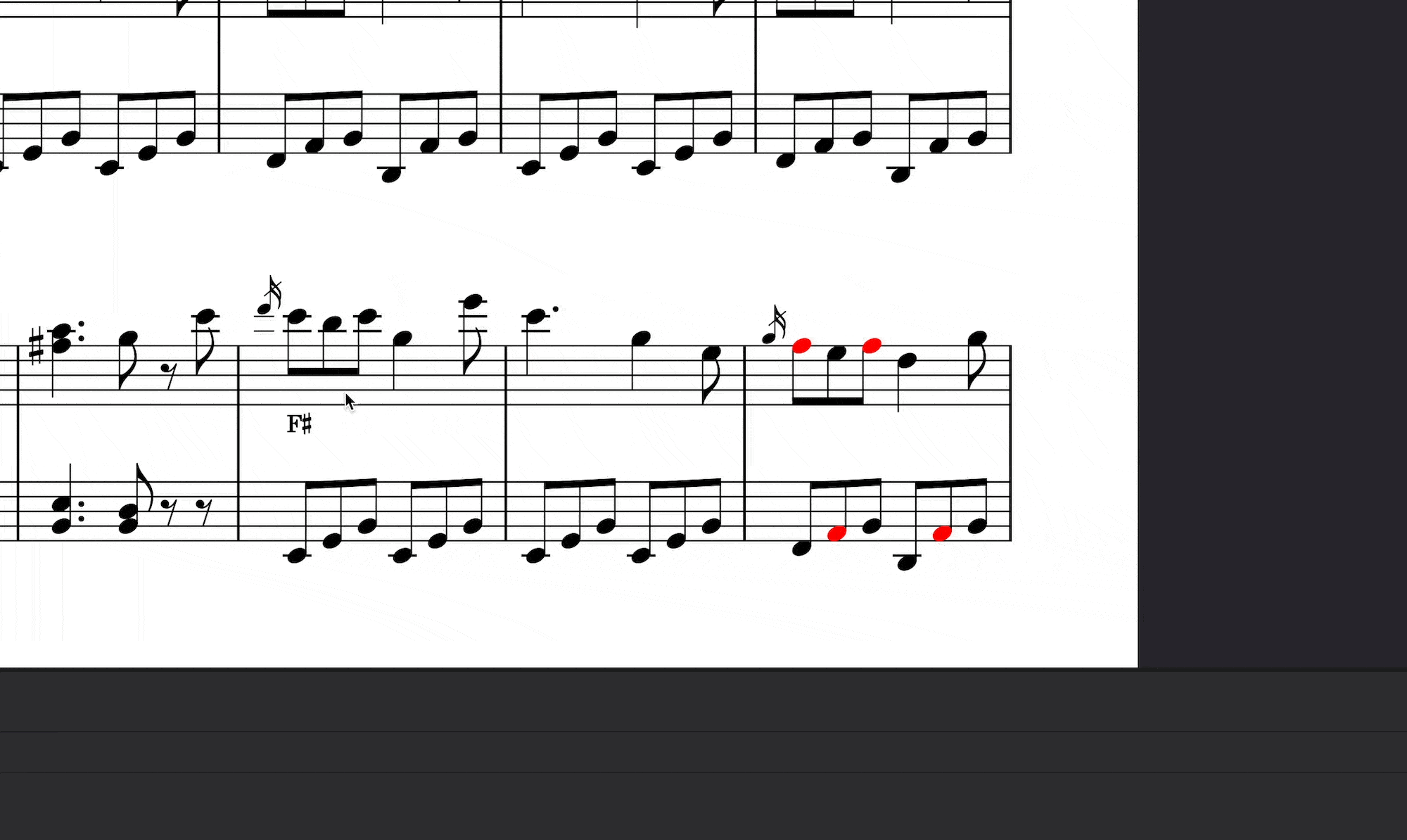 Harp pedal animated Scoring Notes