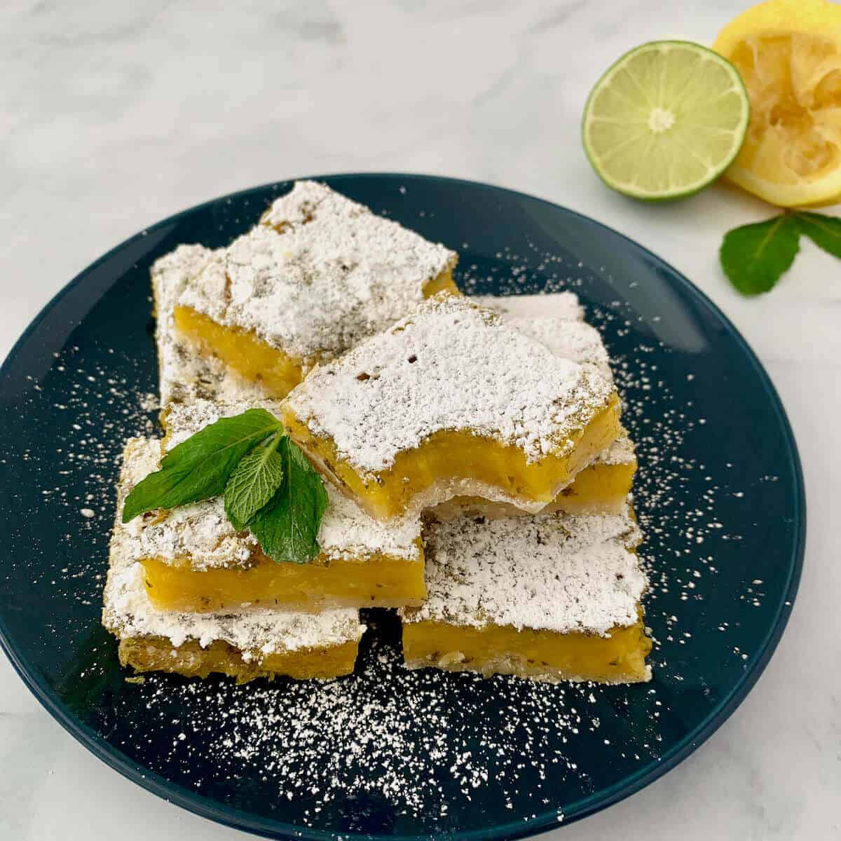 Lemon Lime Bars with Mint Scotch & Scones