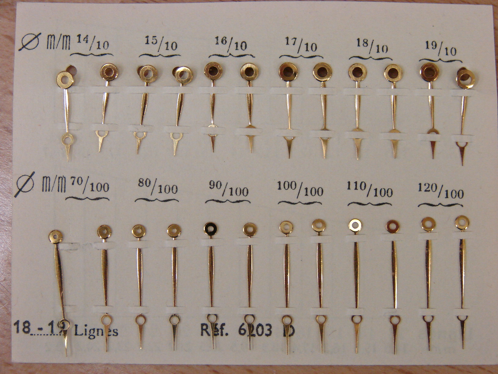 watch hands by hole size, length, and style sold by the pair