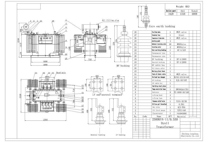 China 2.5 MVA 2500KVA 11KV Three Phase Distribution Transformer Suppliers, Manufacturers