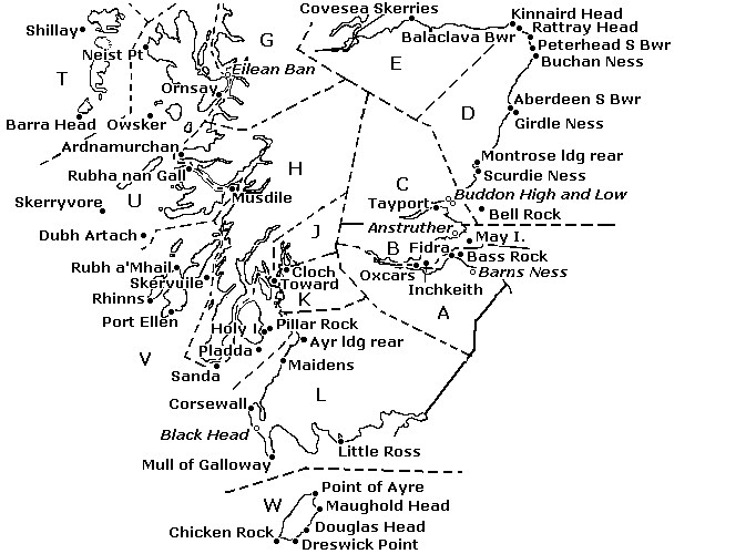 Lighthouses Of Scotland Map Michael's List of Scottish Lighthouses