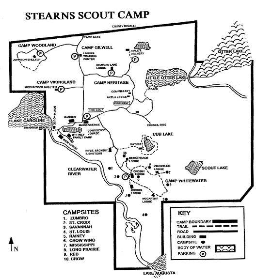 Map to Stearns Scout Camp