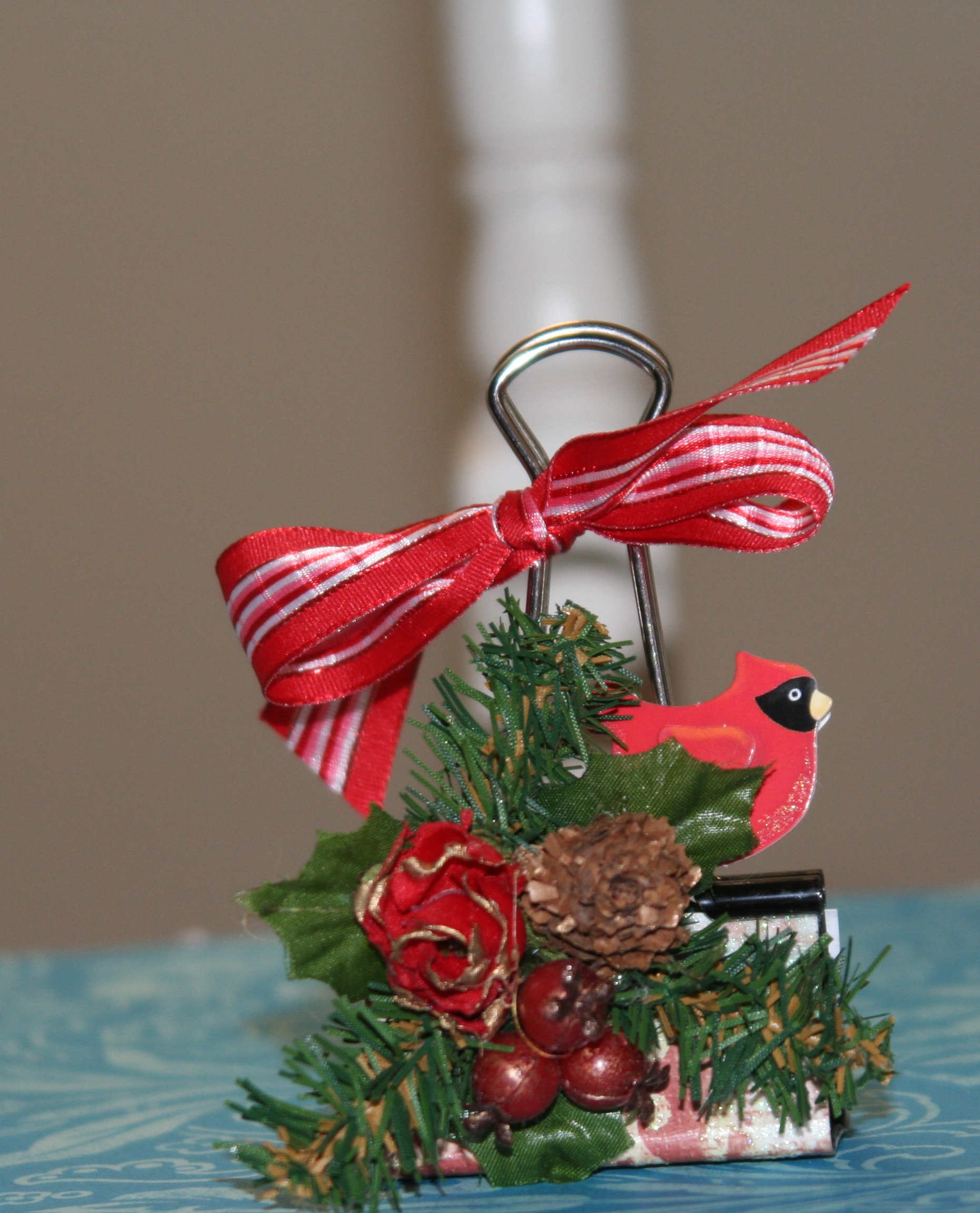 Christmas Bird Altered Binder Clip