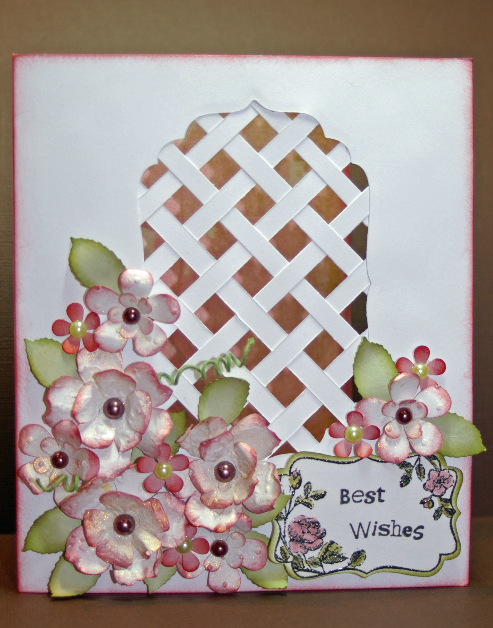Card Best Wishes lattice card