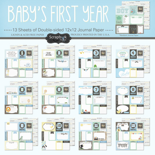 Scrapbook Customs Baby Boy First Year Paper Pack
