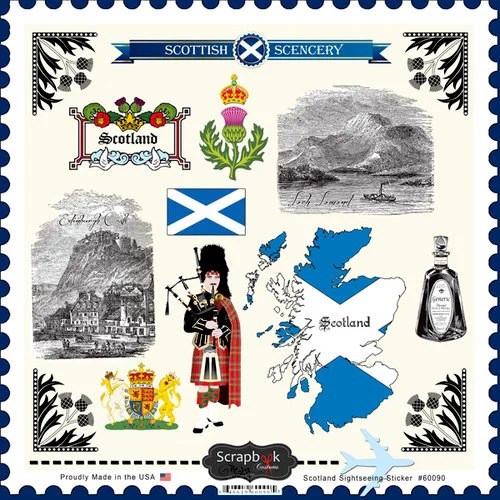 Scrapbook Customs Scotland Sightseeing Stickers