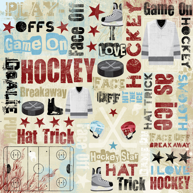 Karen Foster Design Hockey Collection 12 x 12 Paper I Love Hockey Collage