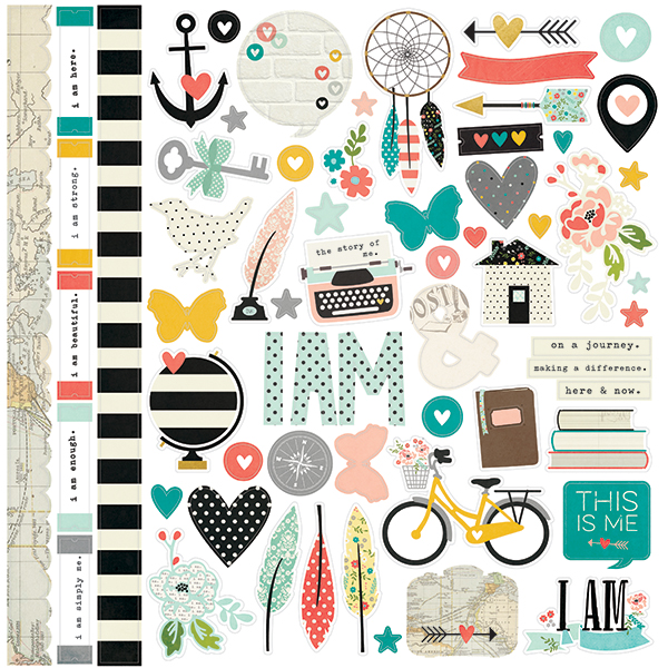 Simple Stories I AM Collection 12 x 12 Cardstock Stickers