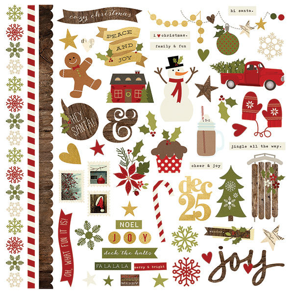 Simple Stories Christmas 2024 Simple Stories Cozy Christmas Collection 12 x 12 Cardstock Stickers