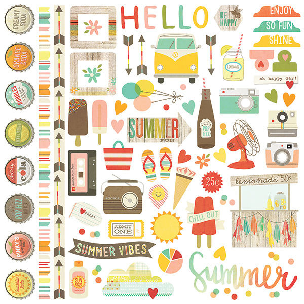 Simple Stories Summer Vibes Fundamentals Stickers