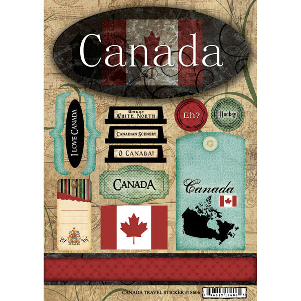 Scrapbook Customs World Collection Cardstock Stickers Canada Travel