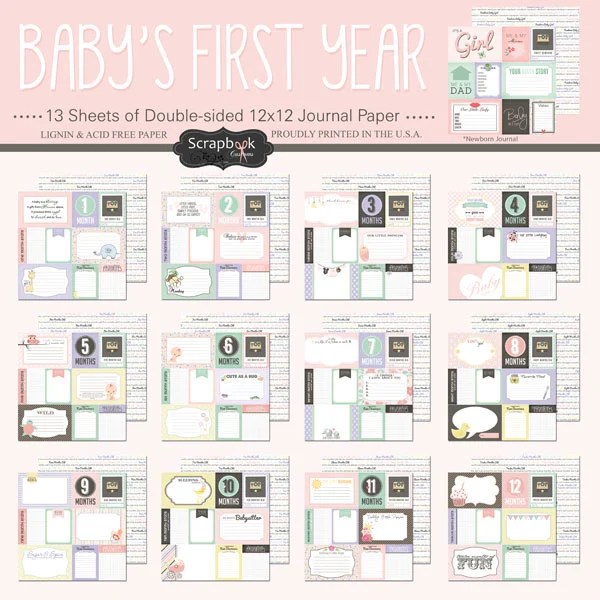 Scrapbook Customs Baby Girl First Year Paper Pack