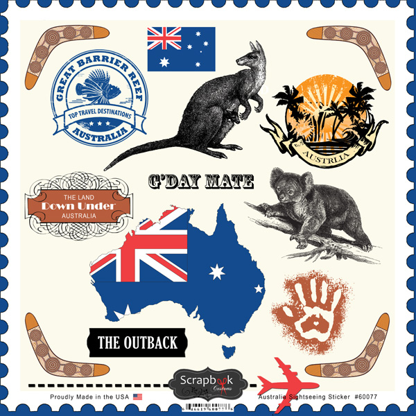 Scrapbook Customs Australia Sightseeing Stickers
