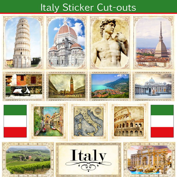 Scrapbook Customs Italy Sightseeing Sticker Cut Outs