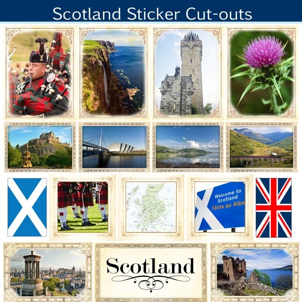 Scrapbook Customs Scotland Sightseeing Sticker Cut Outs