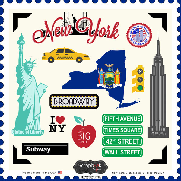 Scrapbook Customs State Sightseeing New York Stickers