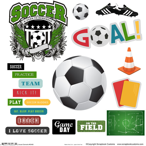 Scrapbook Customs Sports Soccer Elements Sticker Cut Outs