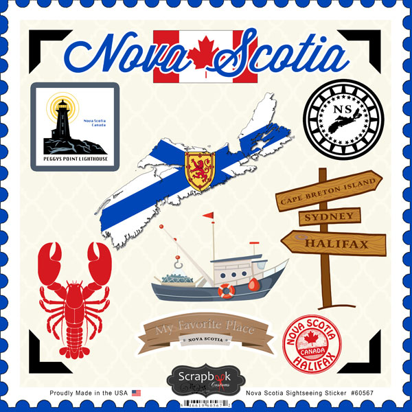 Scrapbook Customs Canadian Provinces Sightseeing Nova Scotia Stickers