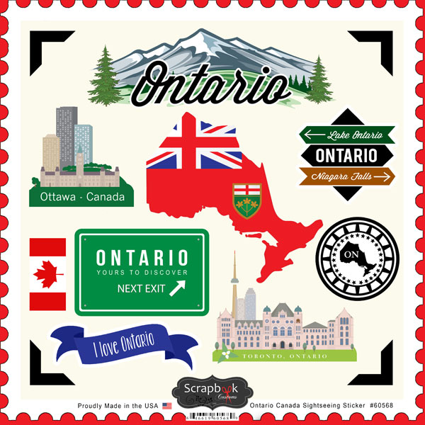 Scrapbook Customs Canadian Provinces Sightseeing Ontario Stickers