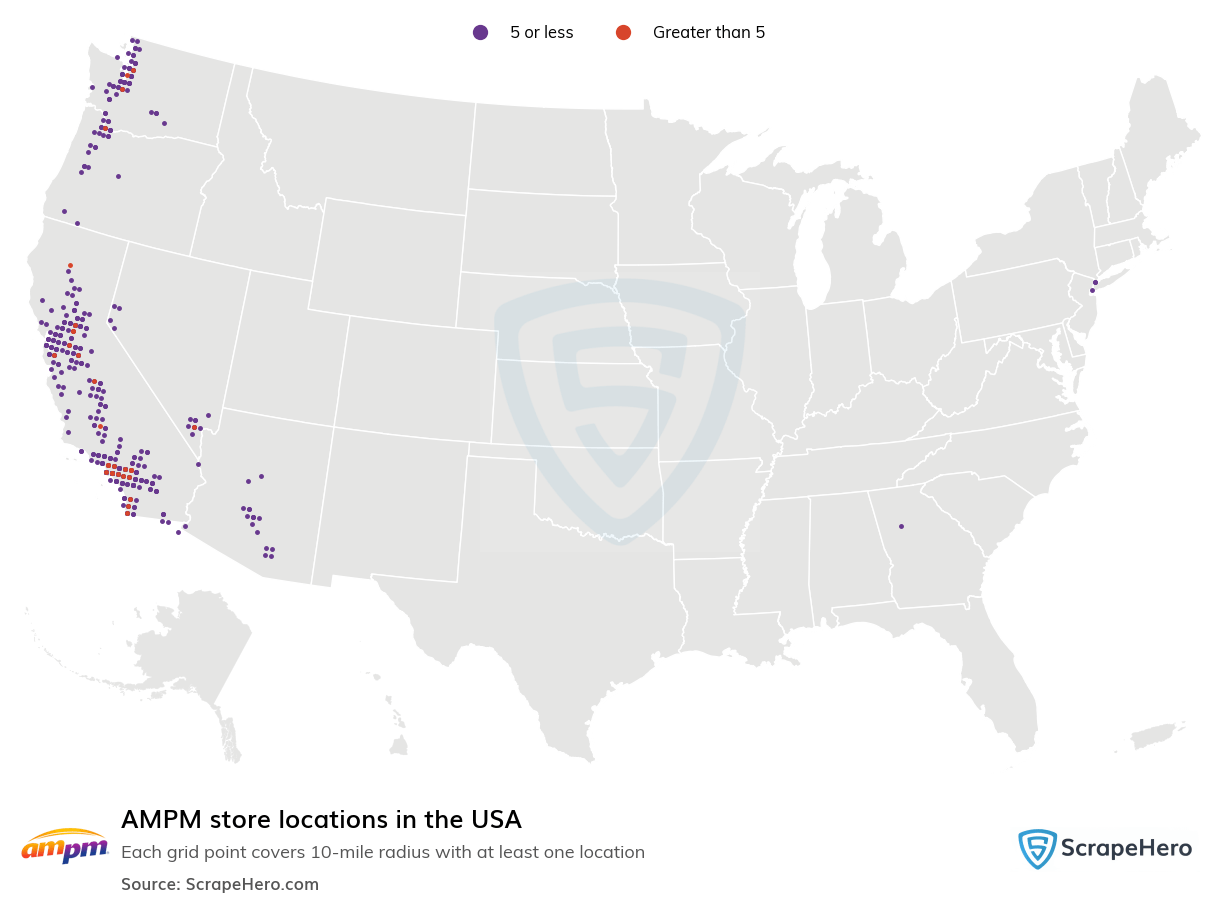 Number of AMPM locations in the USA in 2024 ScrapeHero
