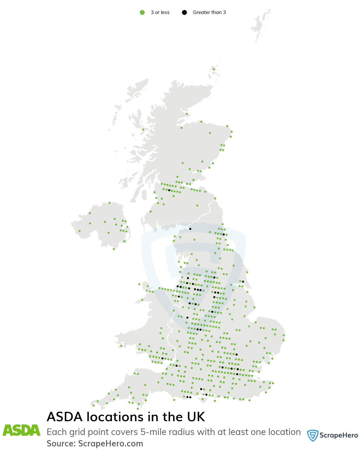 Number of ASDA locations in the UK in 2024 ScrapeHero