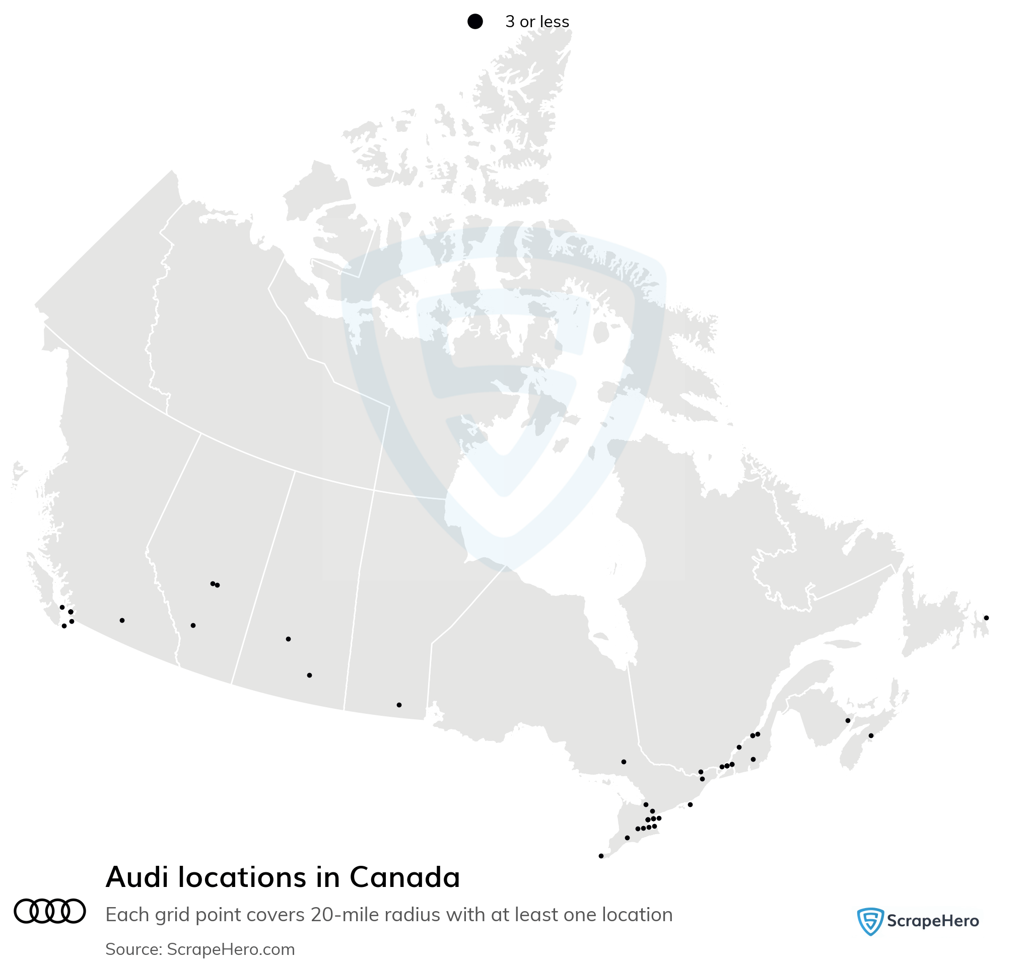 Number of Audi locations in Canada in 2024 ScrapeHero