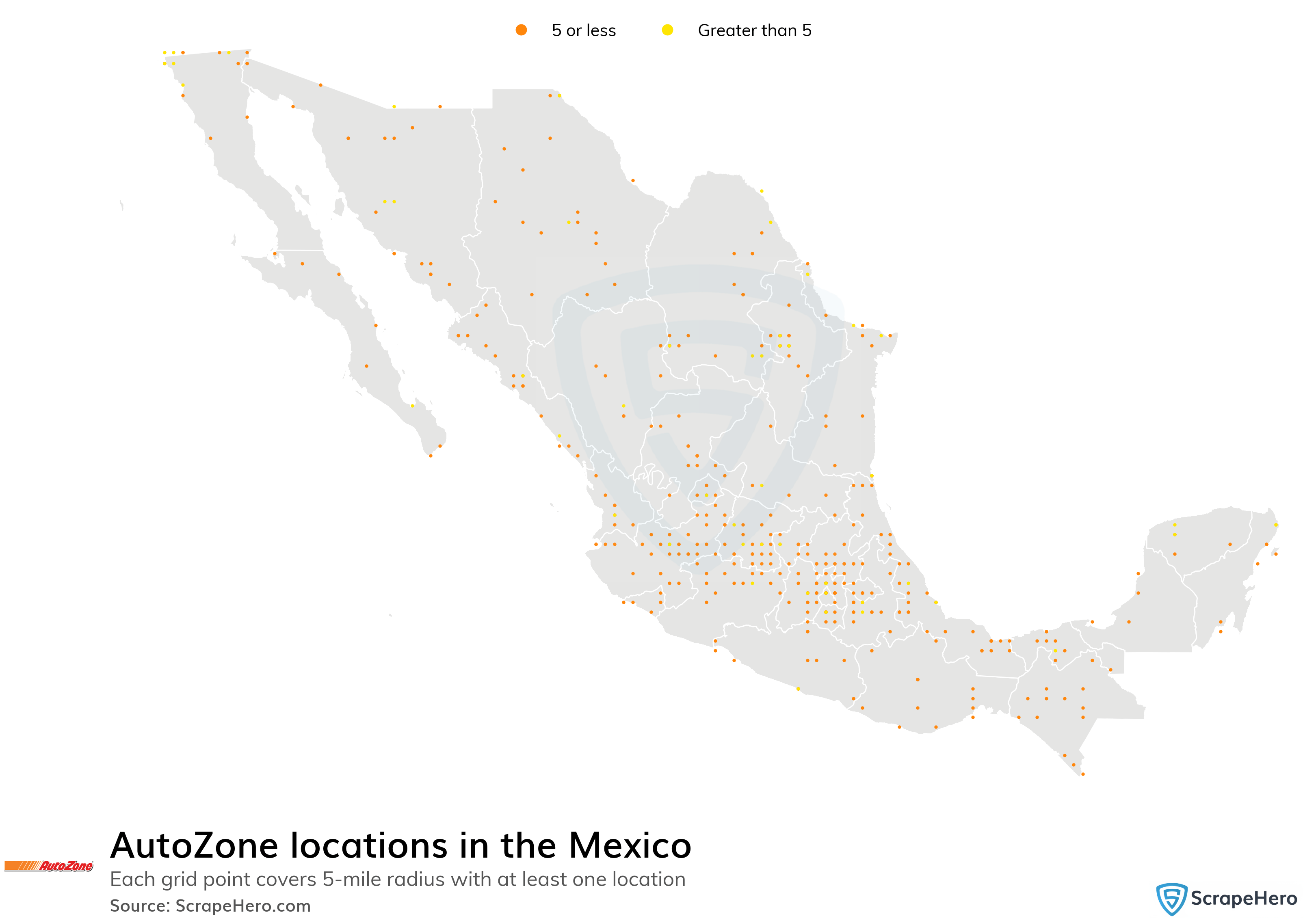 Number of AutoZone locations in Mexico in 2024 ScrapeHero