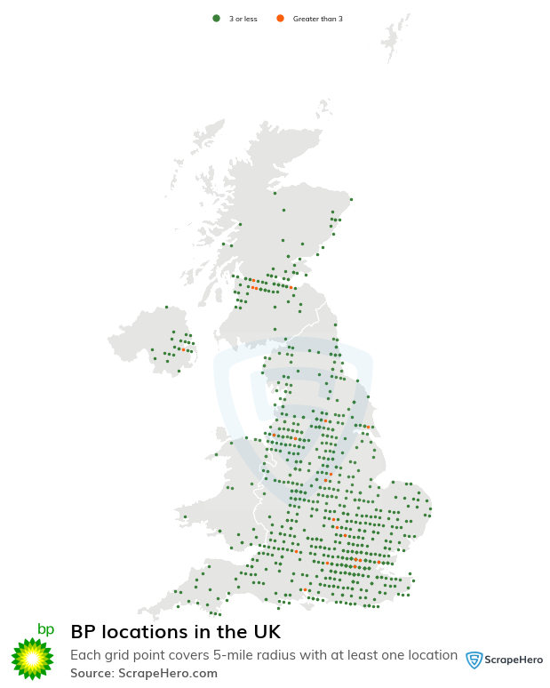 Number of BP locations in the UK in 2024 ScrapeHero