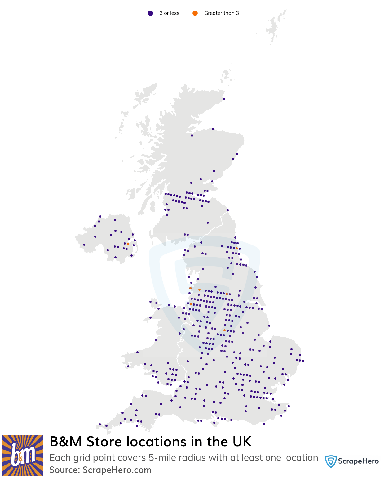 Number of B&M Store locations in the UK in 2024 ScrapeHero