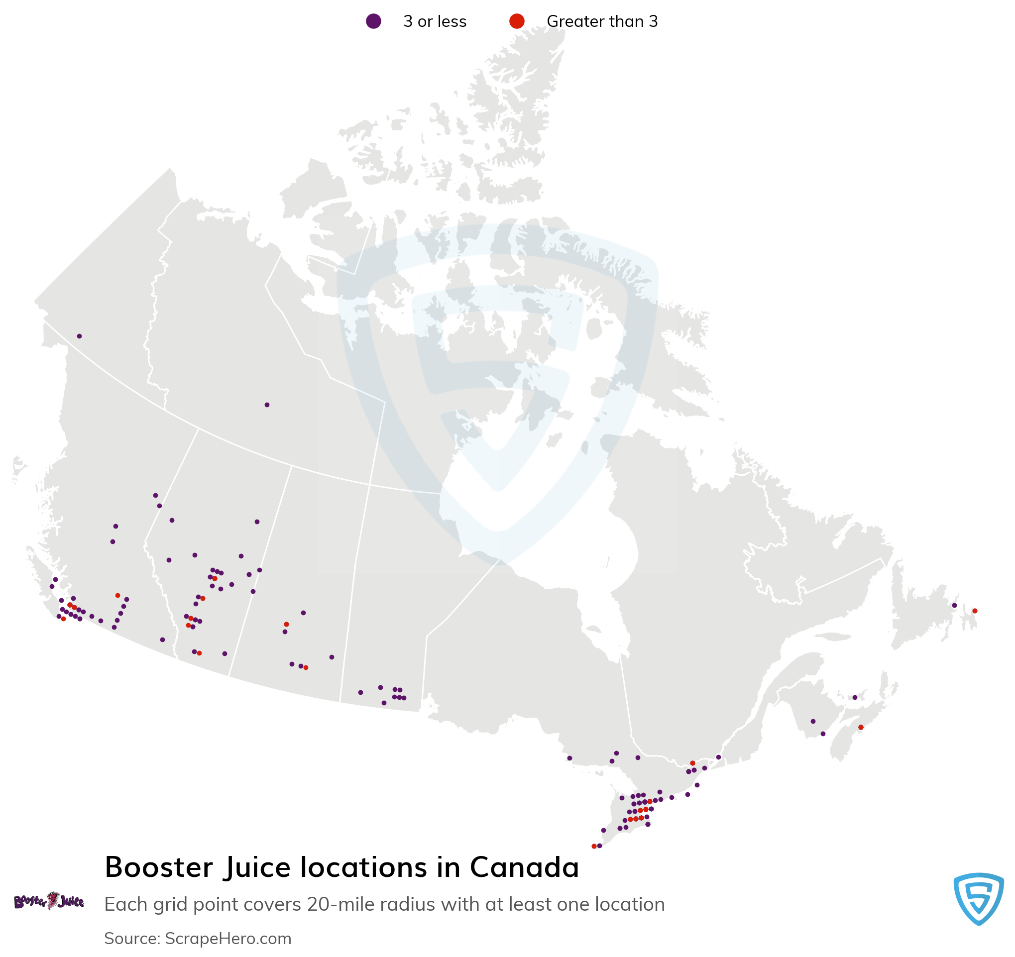 Number of Booster Juice locations in Canada in 2024 ScrapeHero