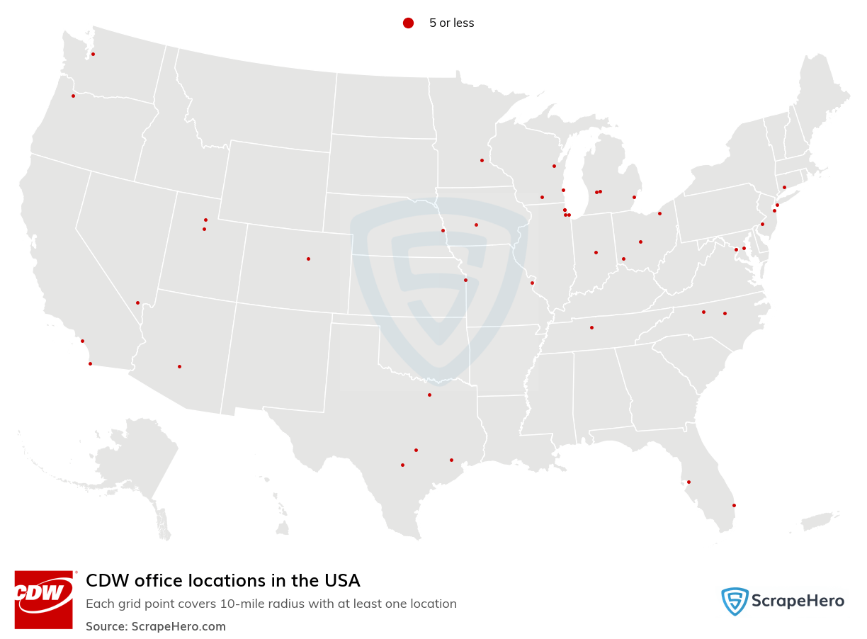 Number of CDW locations in the USA in 2024 ScrapeHero