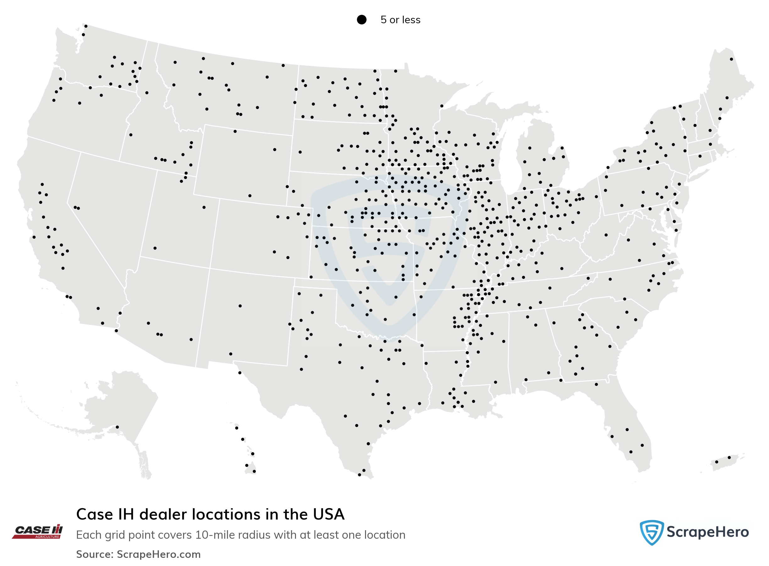 Number of Case IH locations in the USA in 2024 ScrapeHero