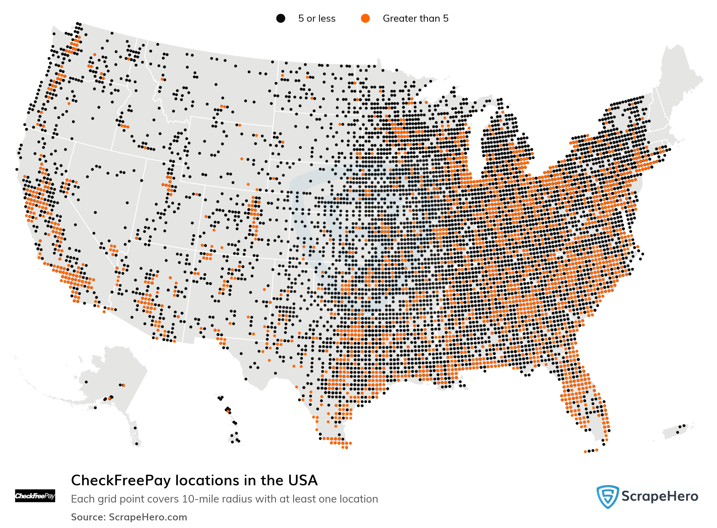 Number of CheckFreePay locations in the USA in 2024 ScrapeHero