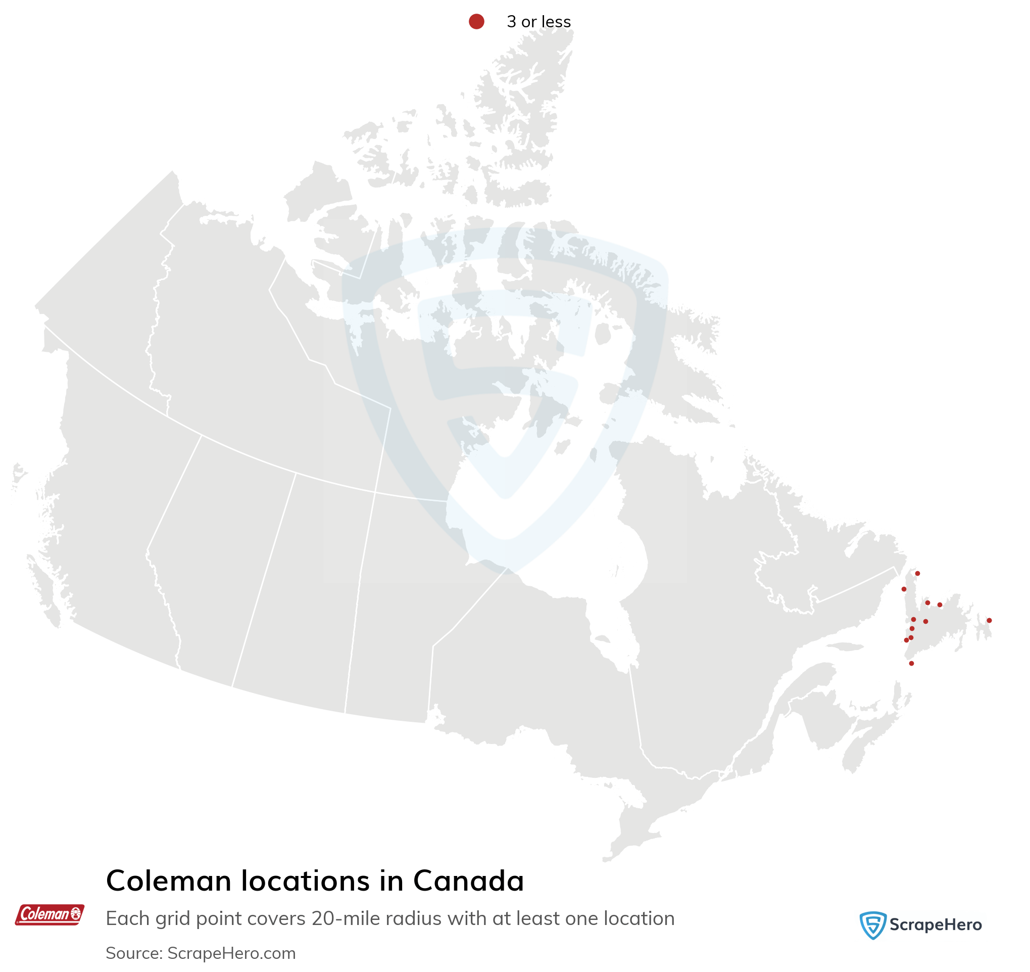 Number of Coleman locations in Canada in 2024 ScrapeHero