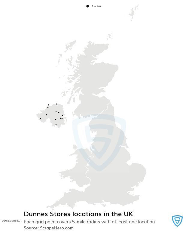 Number of Dunnes Stores locations in the UK in 2024 ScrapeHero