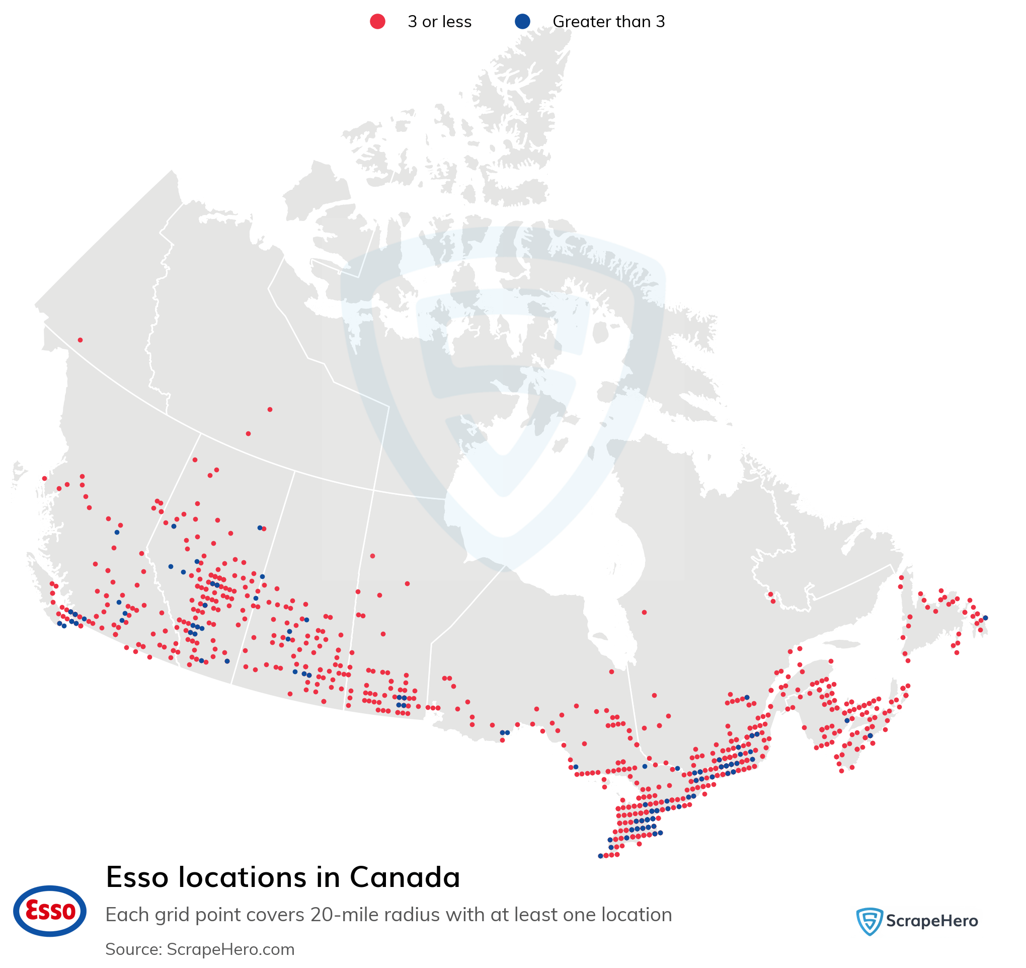 Number of Esso locations in Canada in 2024 ScrapeHero