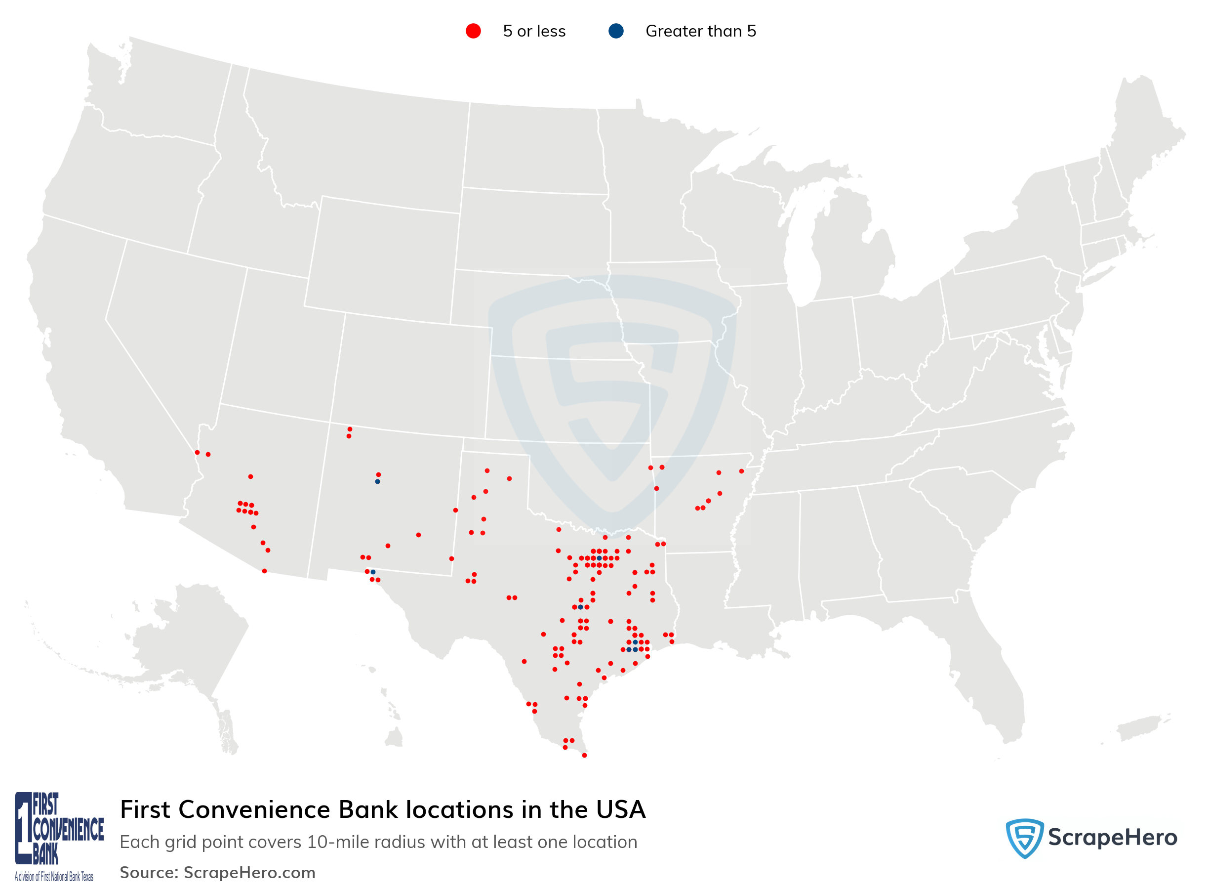 Number of First Convenience Bank locations in the USA in 2023 ScrapeHero