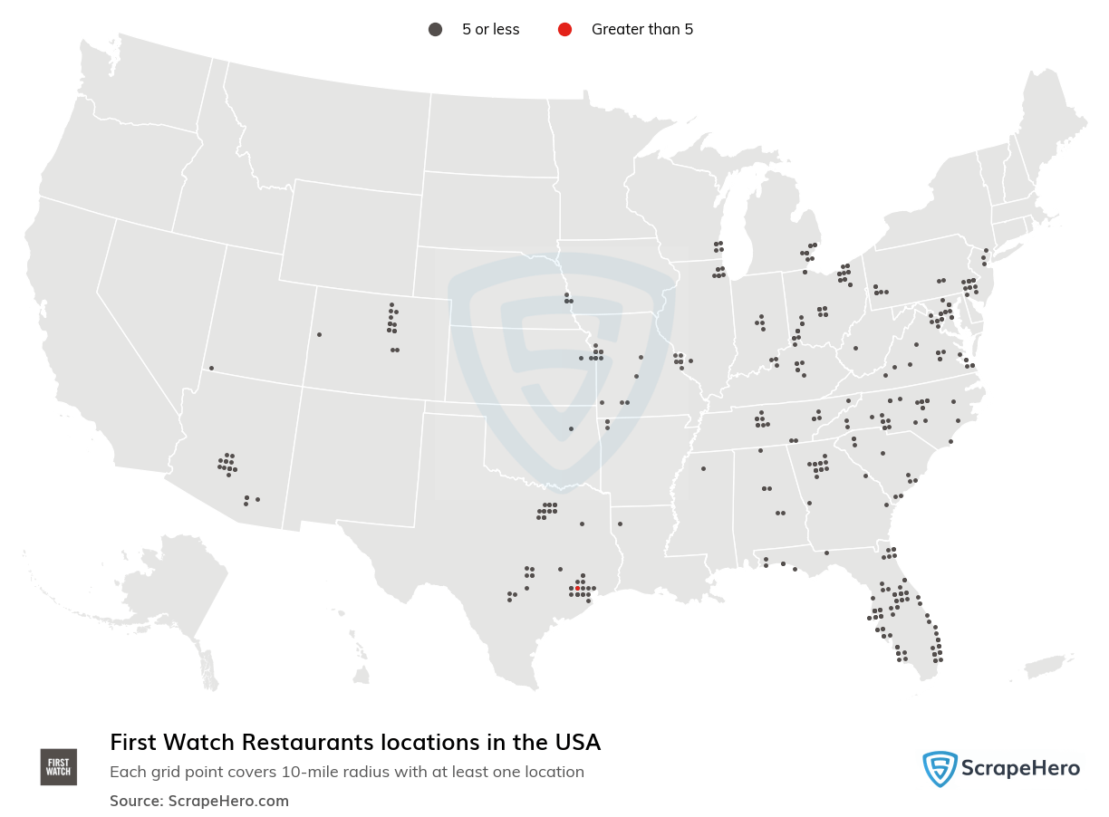 Number of First Watch Restaurants locations in the USA in 2024 ScrapeHero
