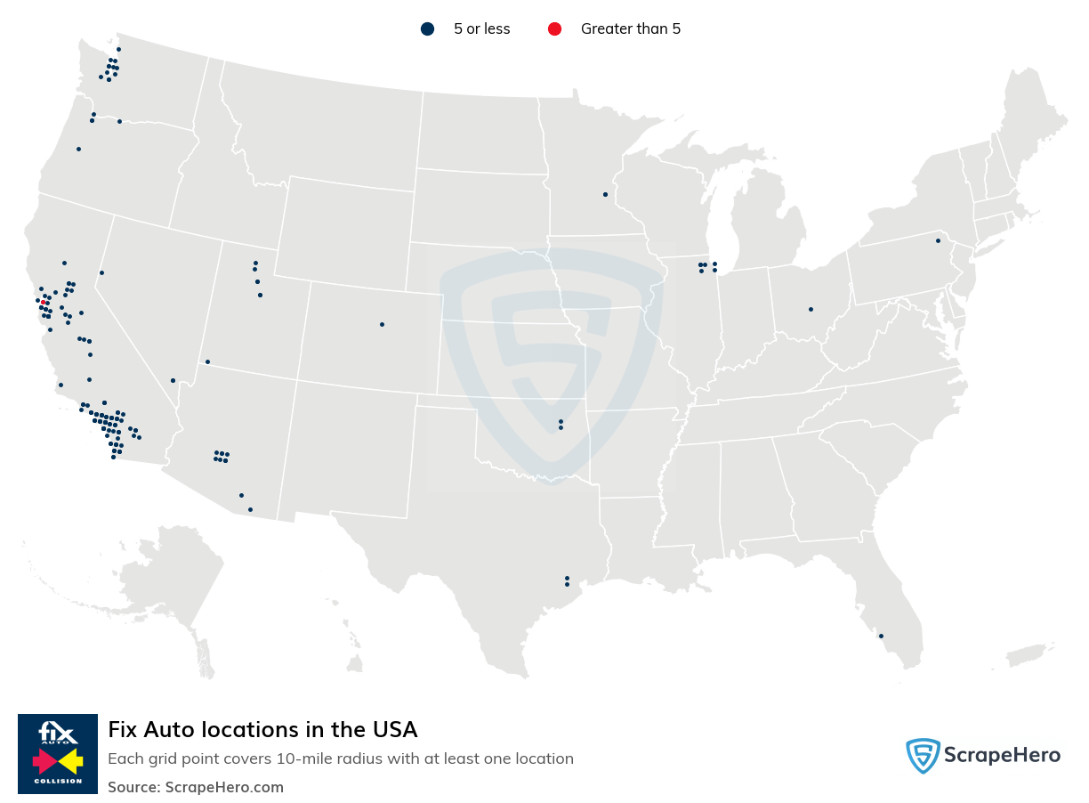 Number of Fix Auto locations in the USA in 2024 ScrapeHero