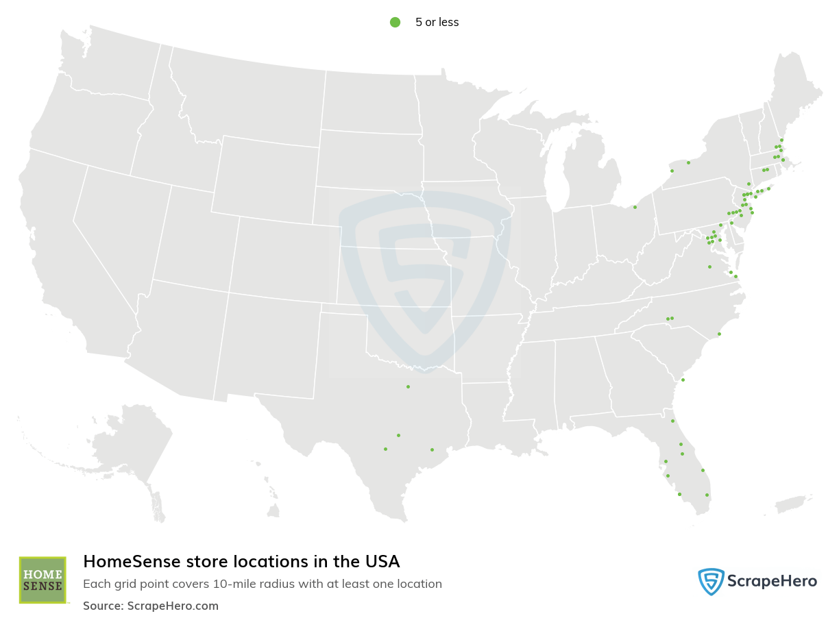 Number of HomeSense locations in the USA in 2024 ScrapeHero