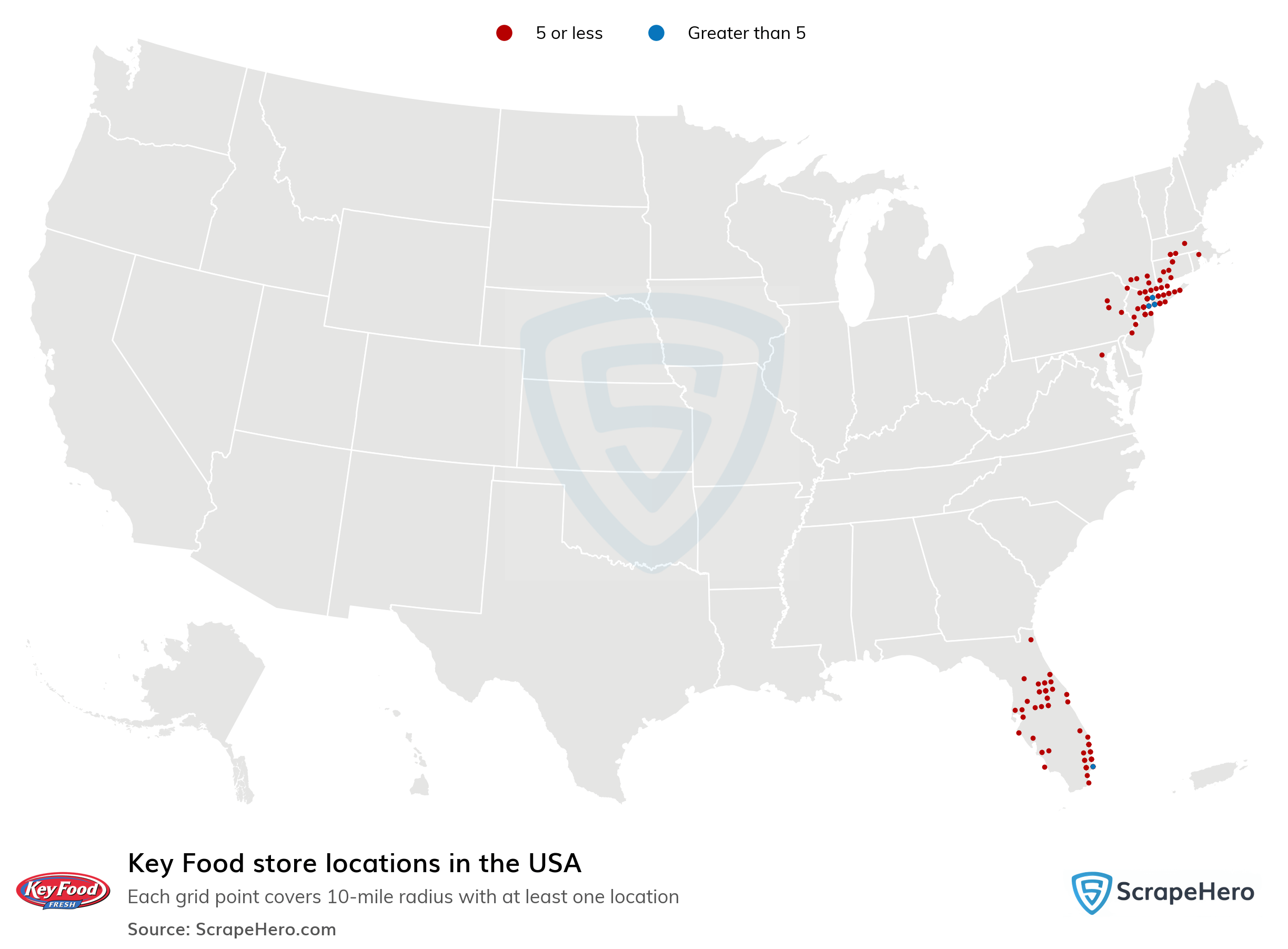 Number of Key Food locations in the USA in 2024 ScrapeHero