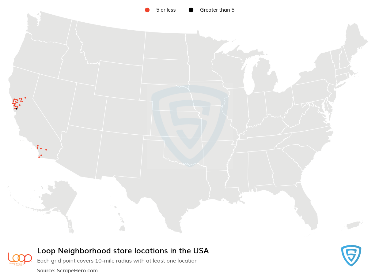 Number of Loop Neighborhood locations in the USA in 2024 ScrapeHero