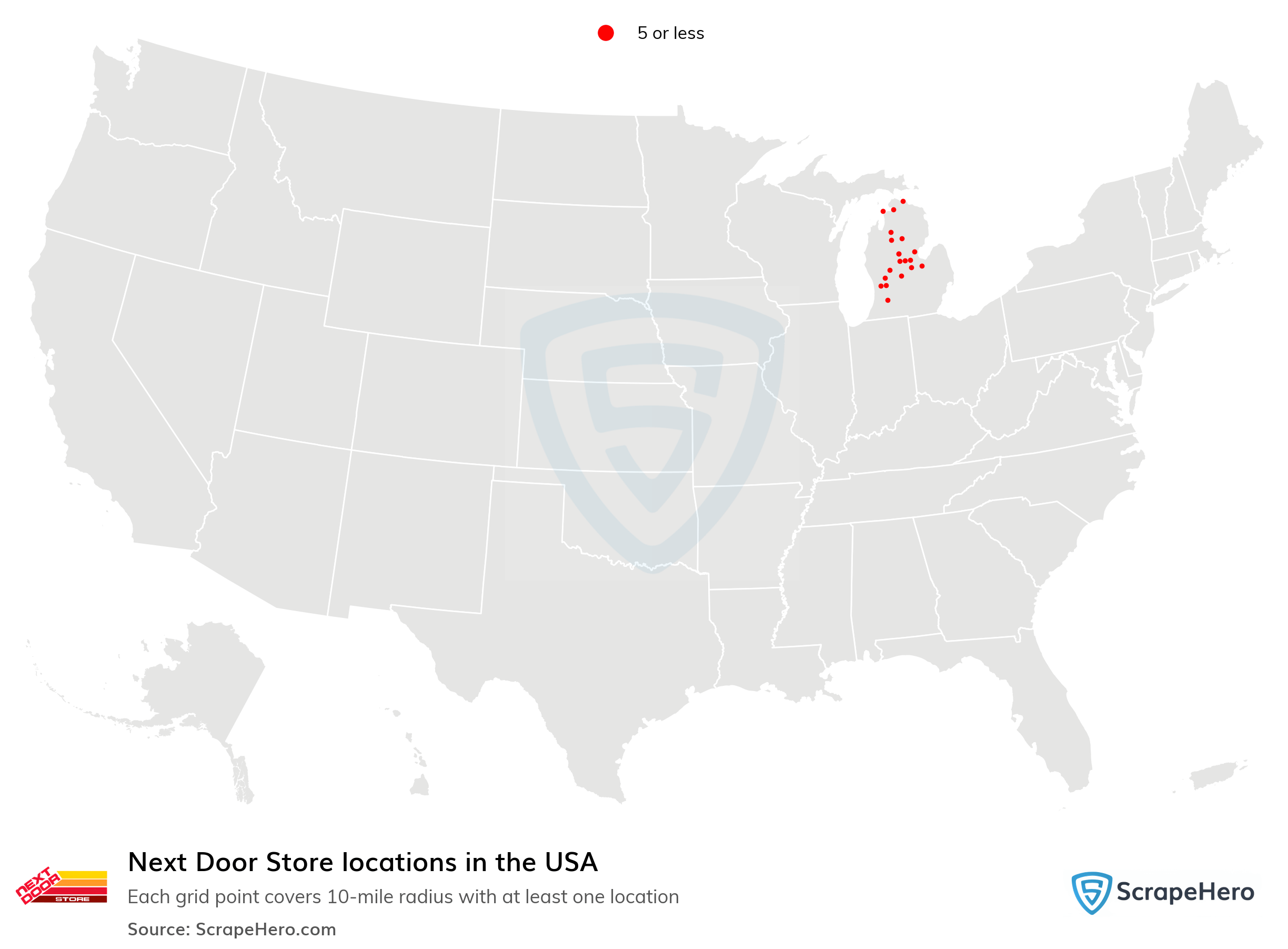 Number of Next Door Store locations in the USA in 2024 ScrapeHero