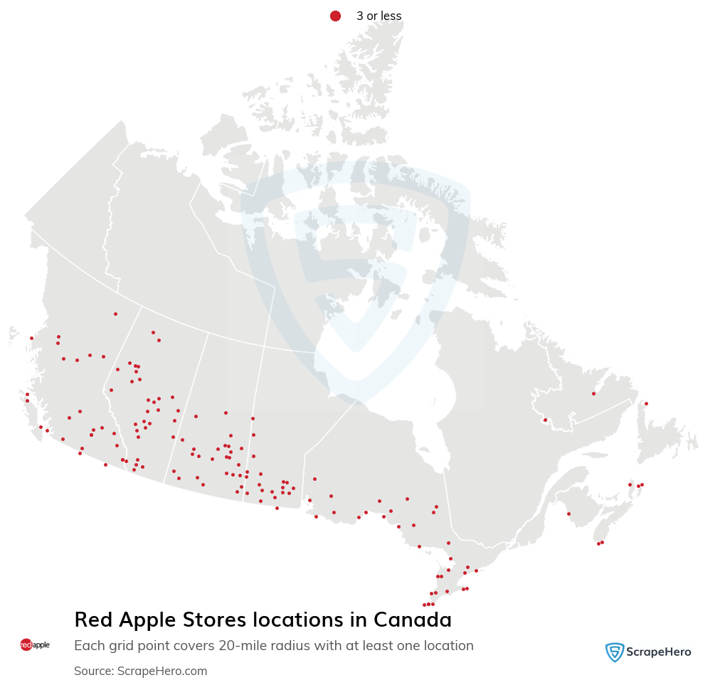 Number of Red Apple Stores locations in Canada in 2024 ScrapeHero